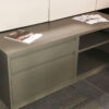 horizontal dark gray lateral with two drawers and two cabinets and one lock