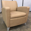 tan leather chair with metal legs