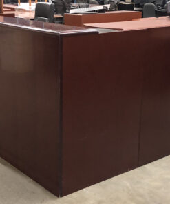mahogany reception desk front view
