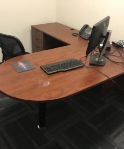 #164 Cherry Laminate D Top L Desk